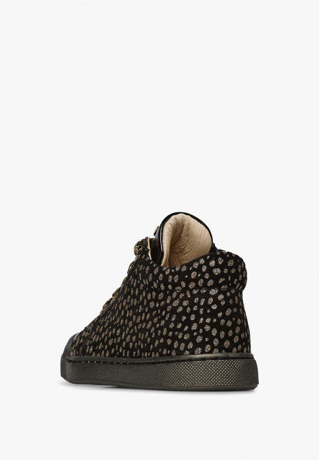 NATURINO DORD ZIPSneakers aus Velours- und Lackleder, Schwarz-Platin