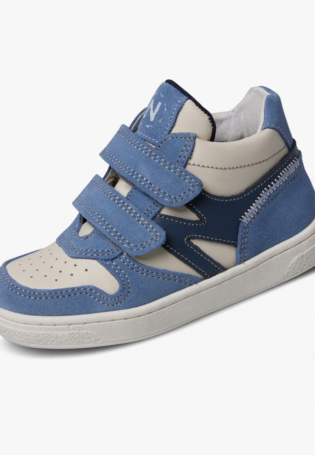 NATURINO NIBB VL.Hohe Sneakers aus Leder und Veloursleder, Weiß-Dunkelgrün
