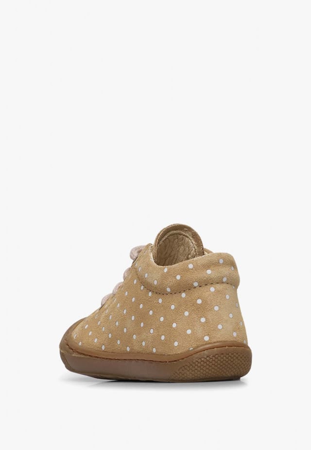 NATURINO COCOONLauflernschuhe aus Veloursleder mit Punkten, Sand
