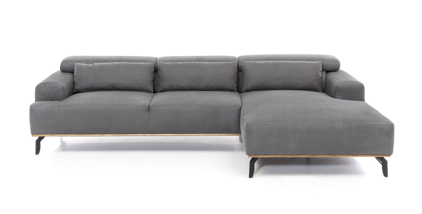 Ecksofa - steel - Microfaser - Recamiere rechts