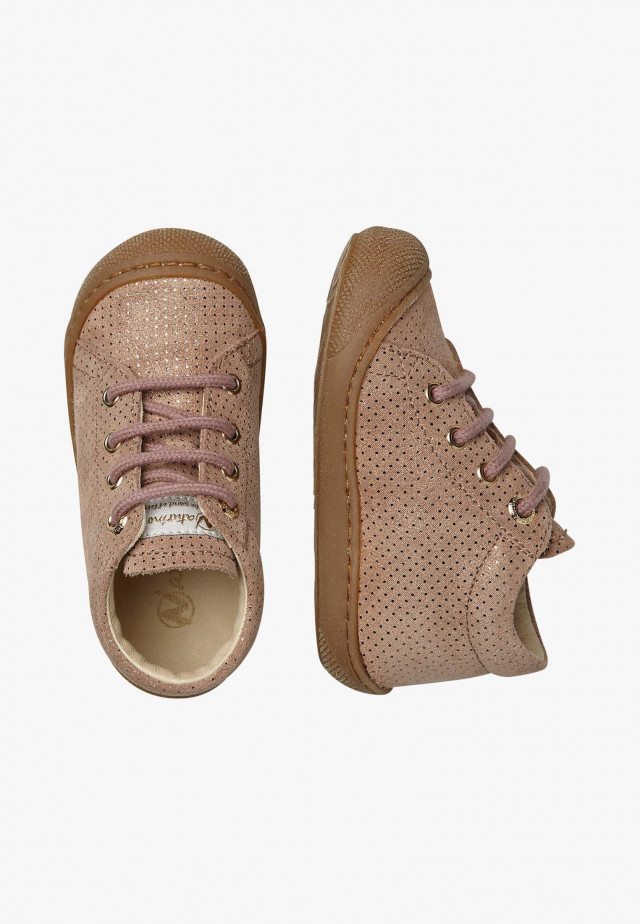 NATURINO COCOONLauflernschuhe aus Metallic-Veloursleder, Altrosa