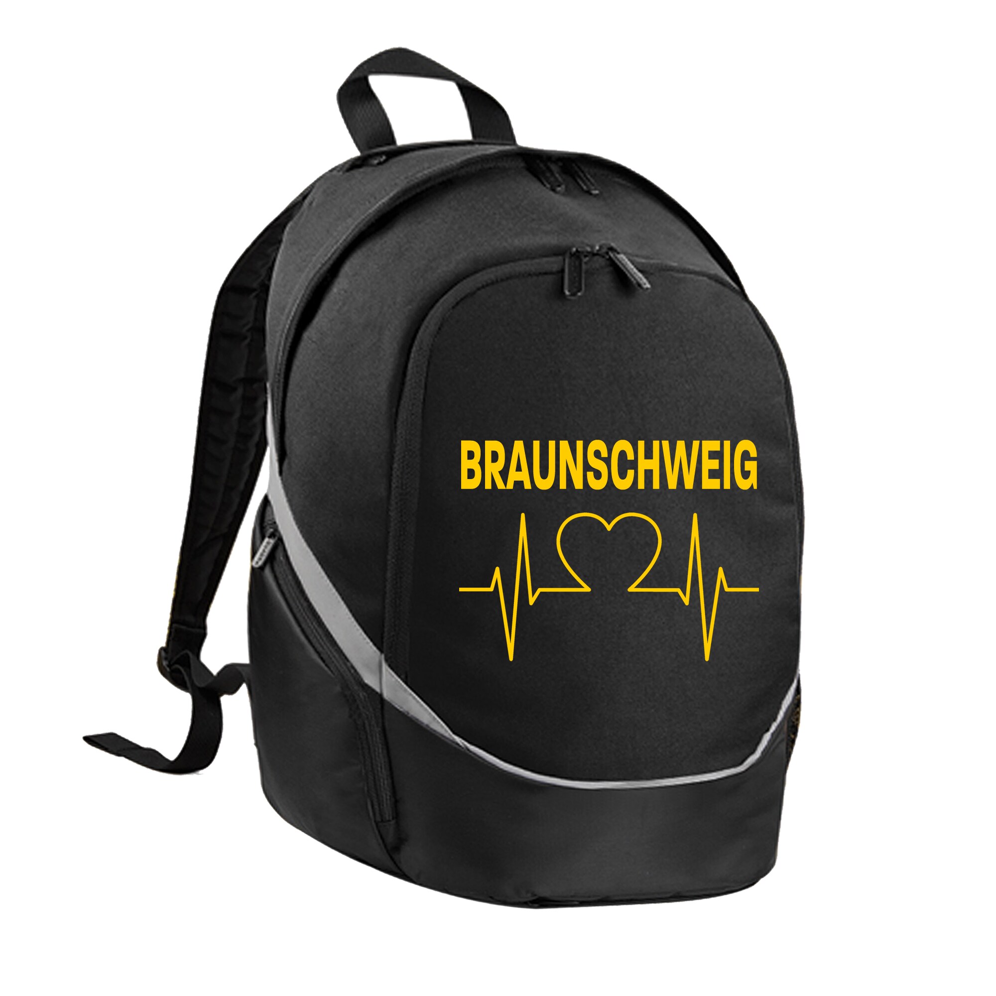 multifanshop® Rucksack - Braunschweig - Herzschlag - Druck gelb