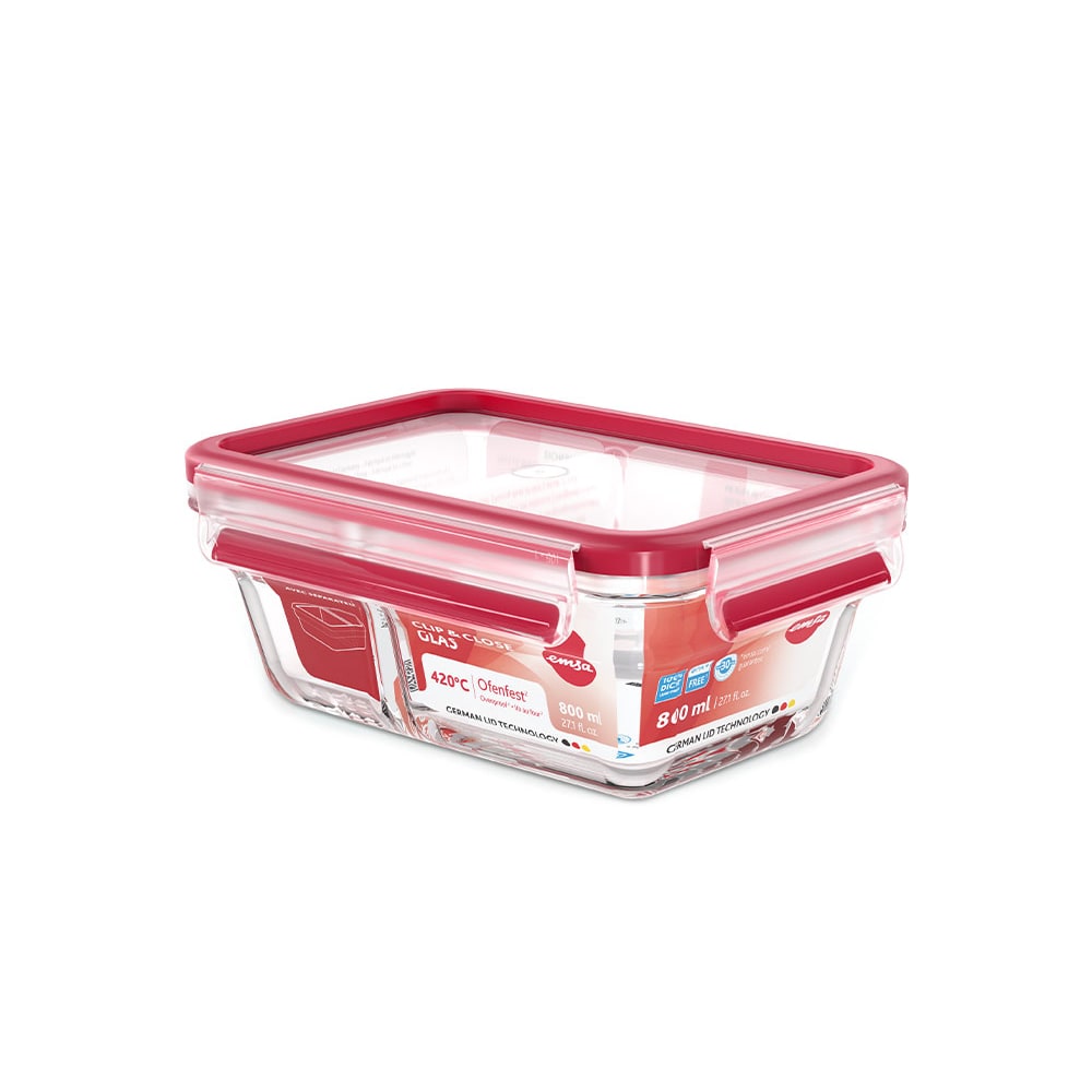 CLIP&CLOSE Frischhaltedose Glas mit Divider, rechteckig