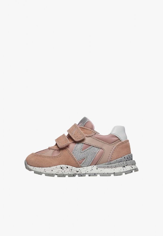 NATURINO ZIMMY VL.Sneakers aus Veloursleder und technischem Gewebe mit Glitzer, Puderrosa