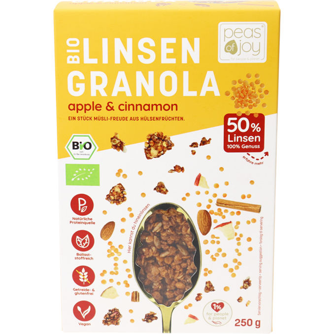 BIO Linsen-Granola Apfel & Zimt, 250g von PEAS OF JOY