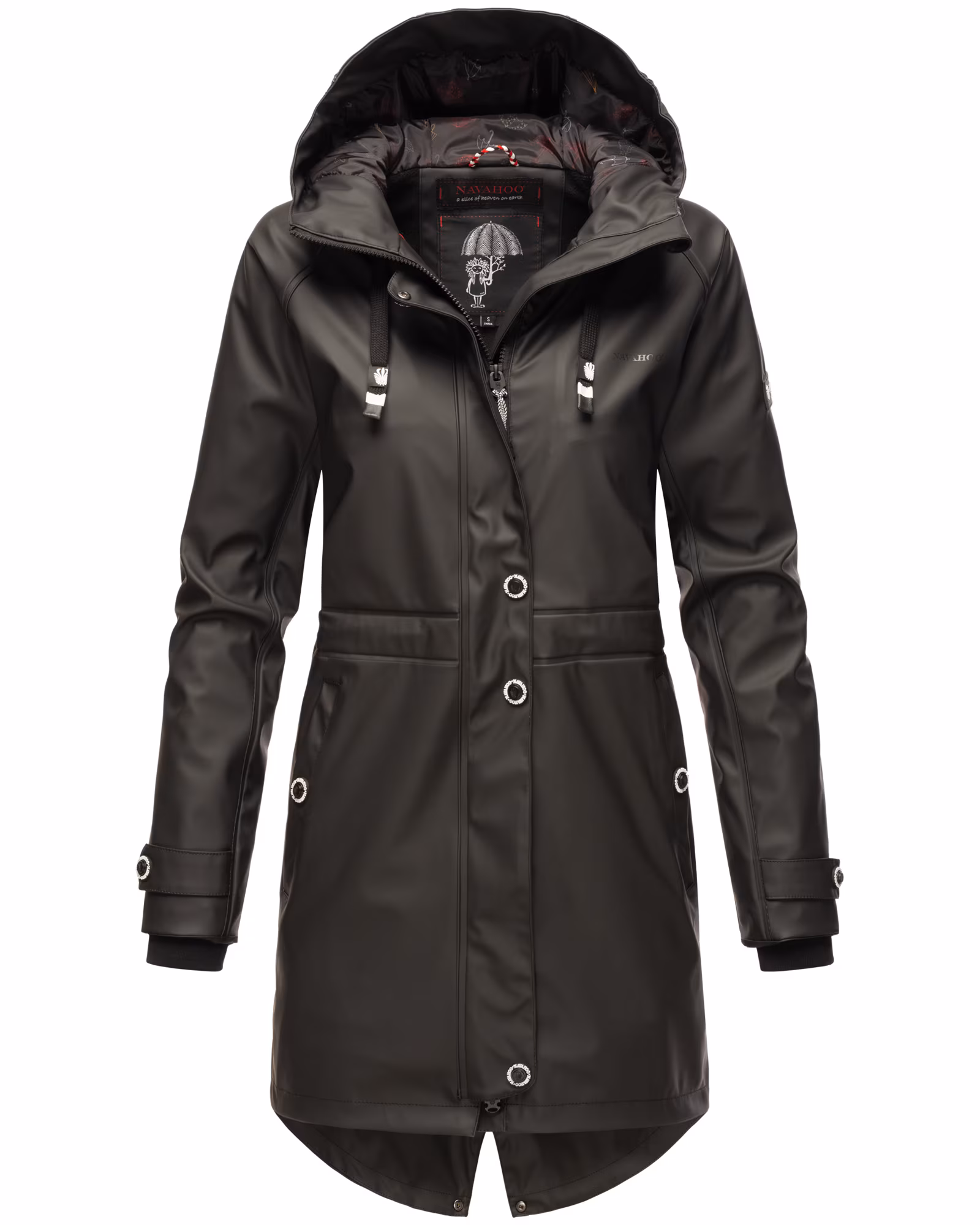 NAVAHOO Damen modischer Regen Jacke Outdoor Regenmantel Regenparka Wasserdicht Gefüttert Rainy Flower