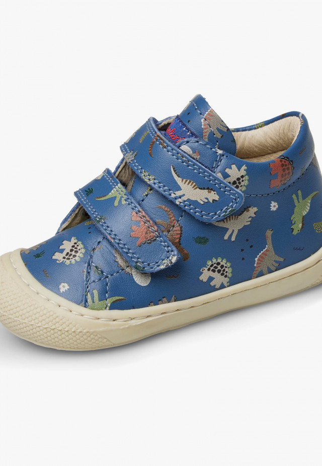 NATURINO COCOON VLLauflernschuhe aus Leder mit Dinosaurier-Print, Azurblau
