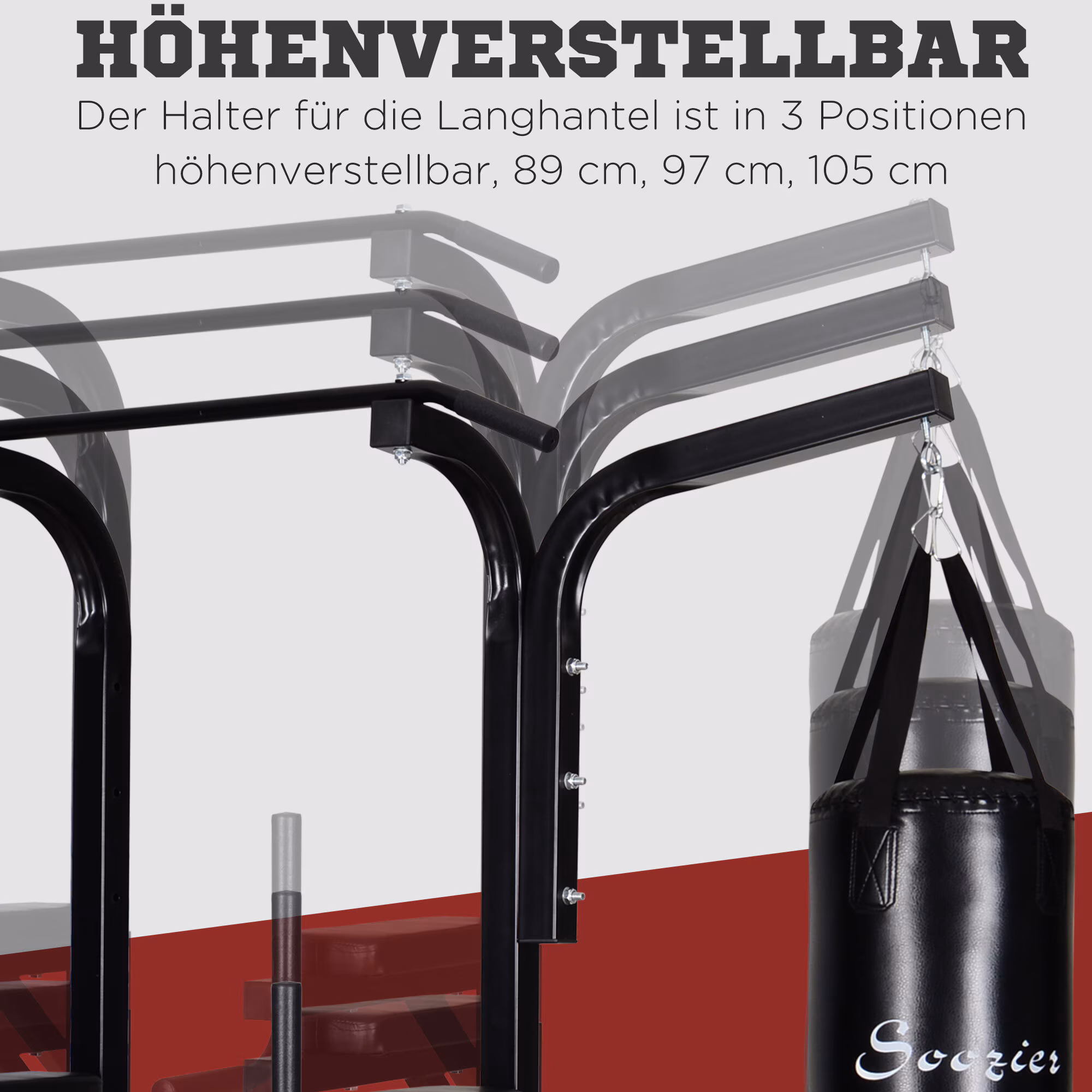 HOMCOM Kraftstation mit Klimmzugstange schwarz 180 x 183 x 219 cm (BxTxH)