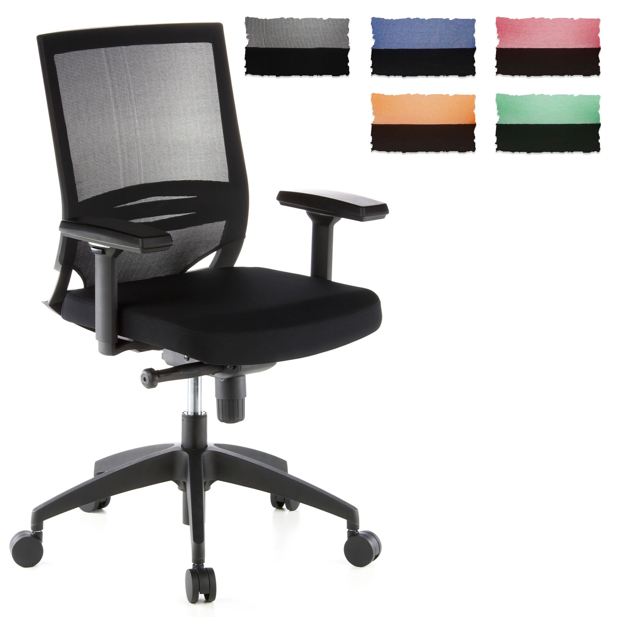 Profi Bürostuhl PORTO BASE Stoff/Netzstoff mit Armlehnen (höhenverstellbar) hjh OFFICE