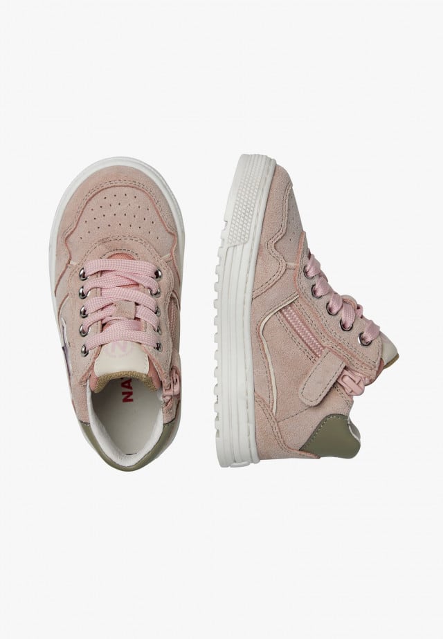 NATURINO HESS HIGH 3 ZIP.Knöchelschuhe aus Leder und Veloursleder, Rosa