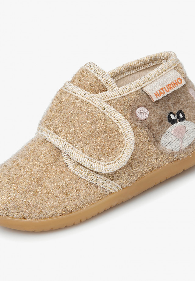 NATURINO CARILLONHausschuhe mit Bärenpatch, Beige