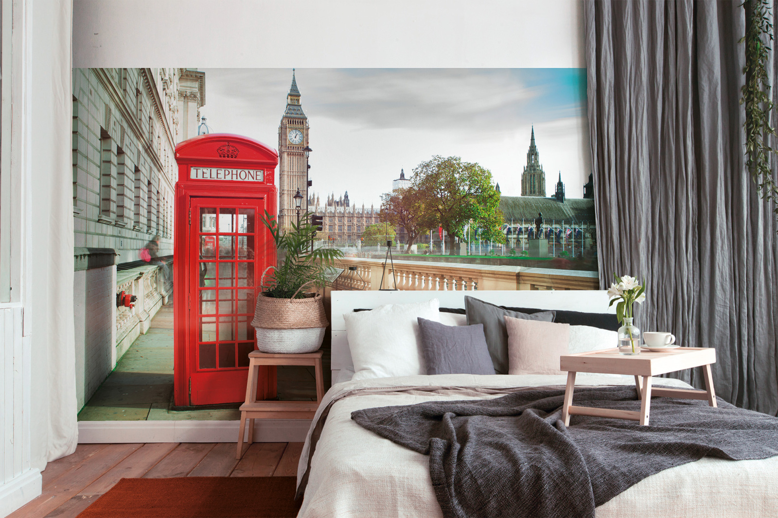 Fototapete DESIGNWALLS - London Telefonzelle - rot-braun - 2,55 Meter