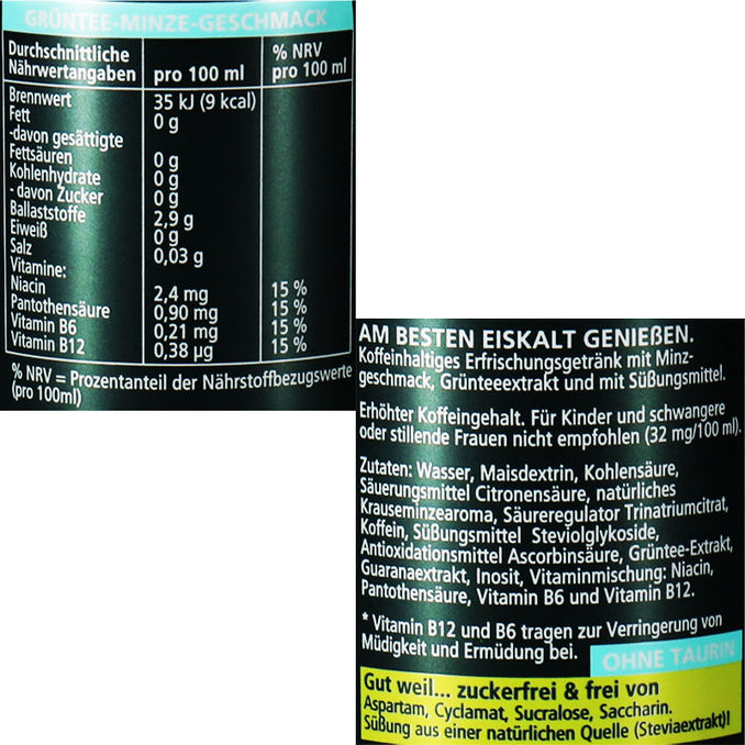 Energy Grüntee-Minze, 24er Pack (EINWEG) zzgl. Pfand, 24x0,25L von GUAMPA