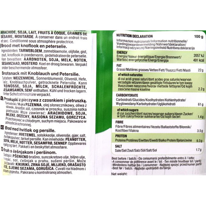 Brot Cracker Knoblauch & Petersilie, 80g von Snatts