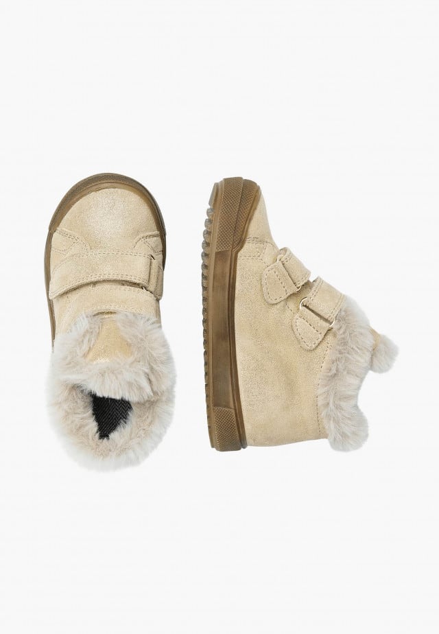 NATURINO DELLEN VLStiefel aus Veloursleder und Glitter, Platin
