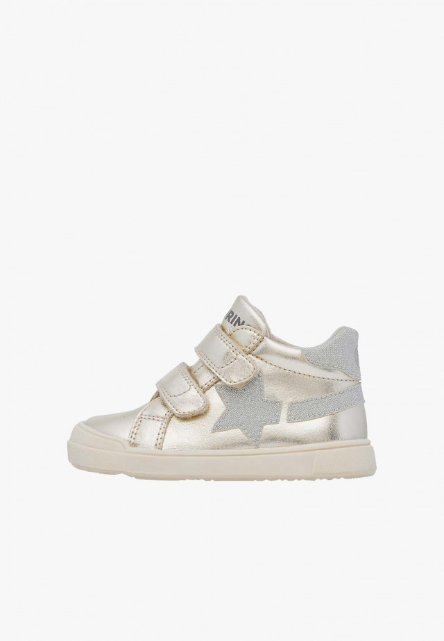 NATURINO SINGERY VL.Sneakers aus Metallic-Leder, Platin