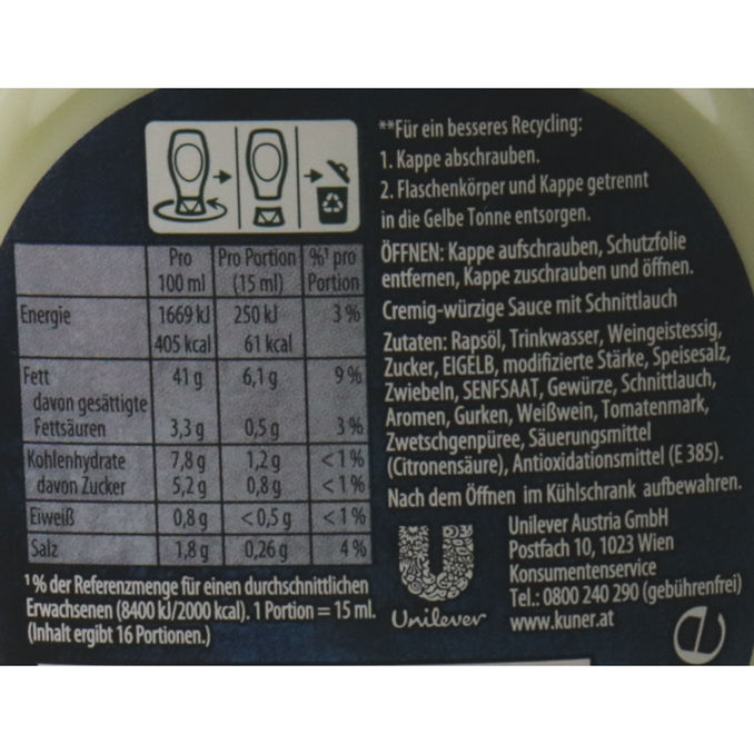 Potato Wedges Sauce, 250ml von Kuner