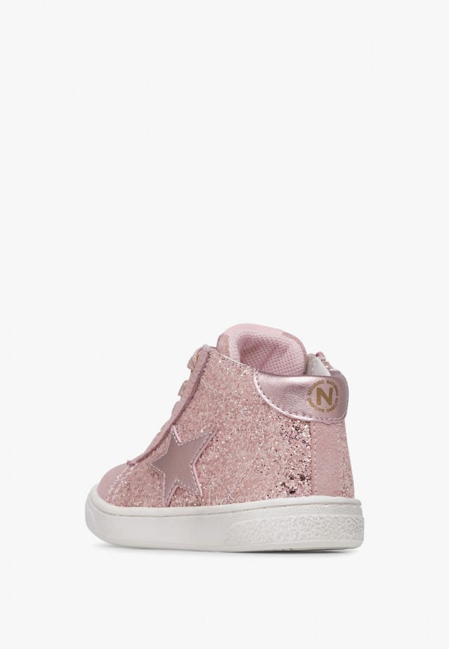 NATURINO PINN HIGH ZIP.Knöchelschuhe aus Leder und Veloursleder, Rosa