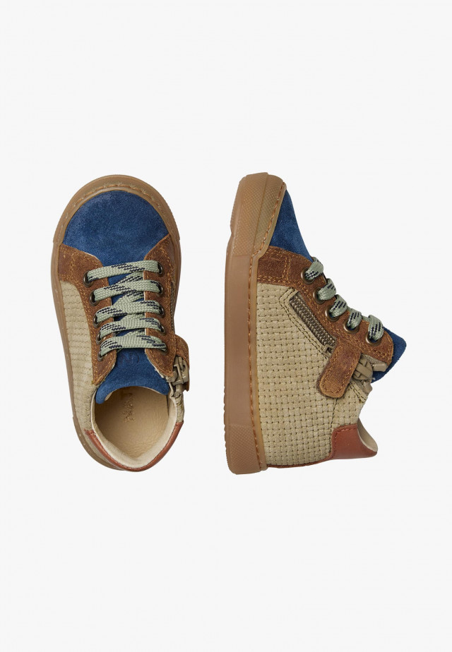 NATURINO LOVAN ZIPSneakers aus Leder und Veloursleder, Indigo-Grau
