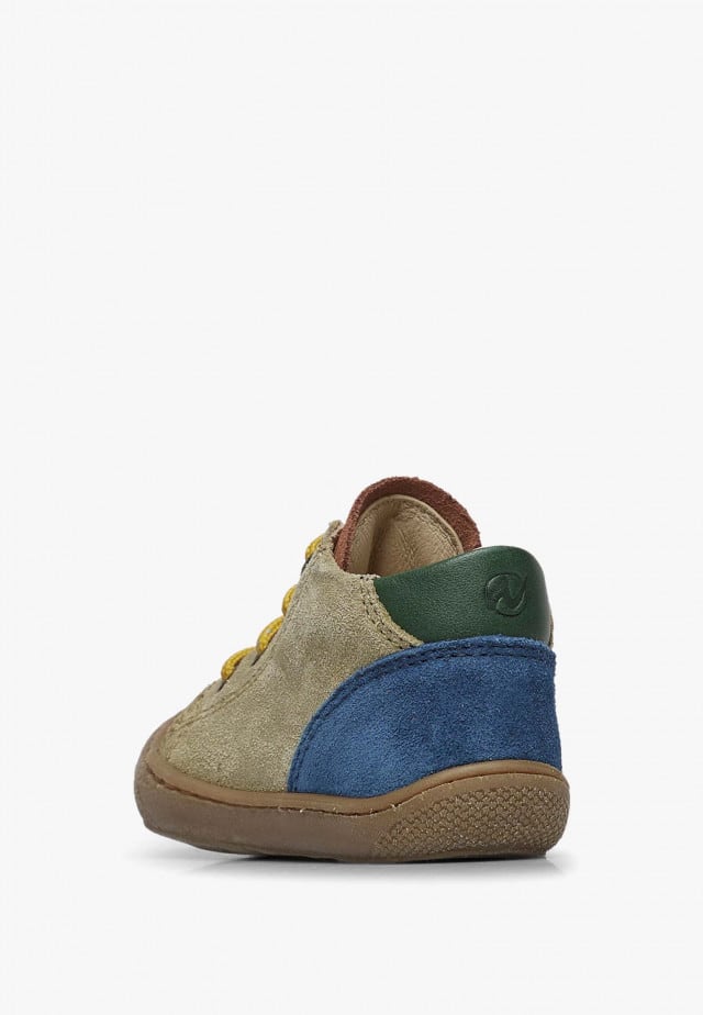 NATURINO ROMYLauflernschuhe aus Leder und Veloursleder, Grau-Indigo
