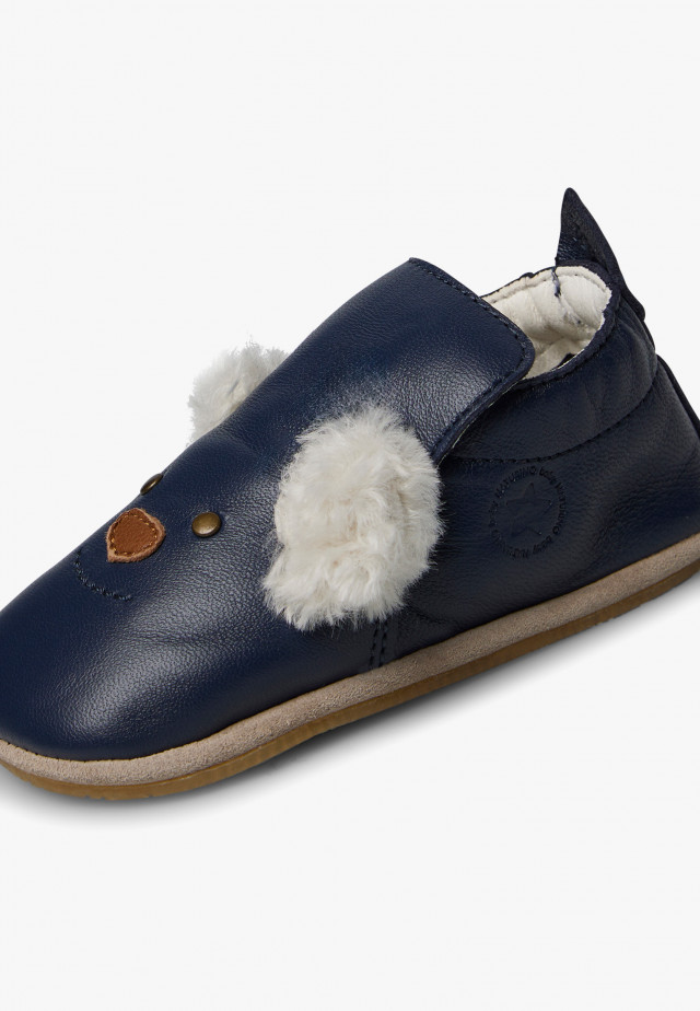 NATURINO DLENKrabbelschuhe mit Hund-Patch, Marineblau