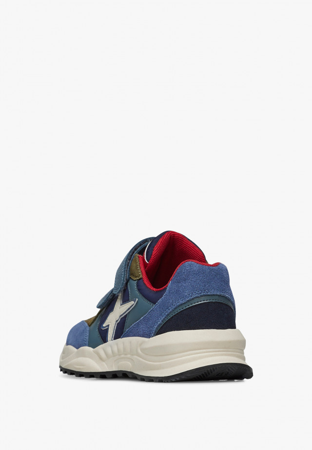 CHEWINGUM JUNIOR VL.Sneakers aus Veloursleder und technischem Gewebe, Marineblau
