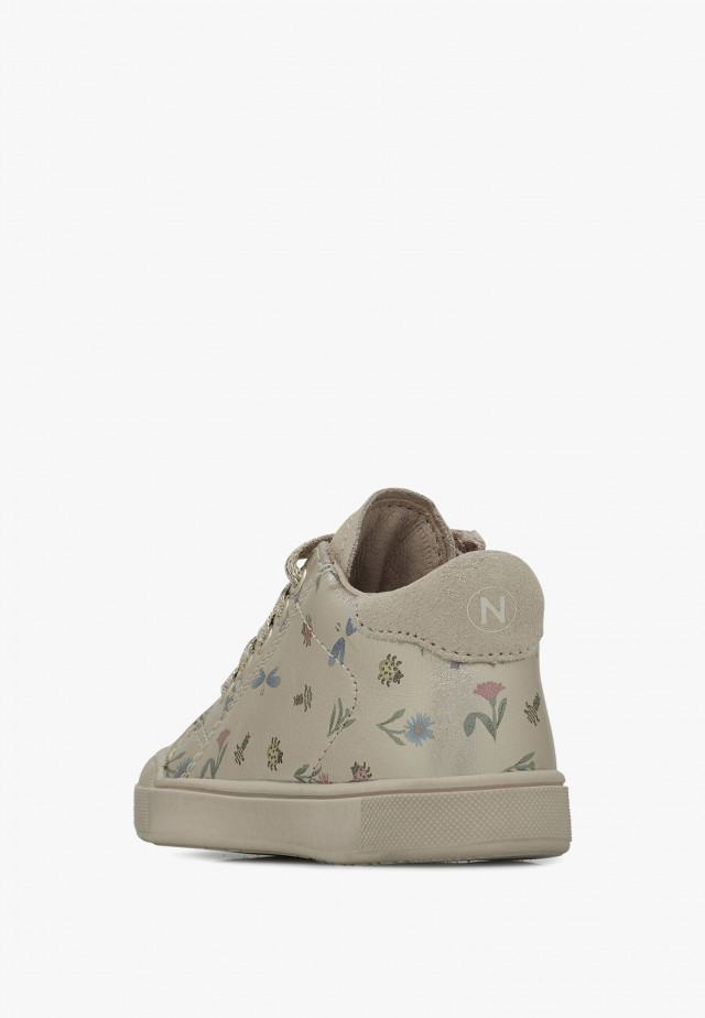 NATURINO EINDHOVEN HIGH ZIP.Sneakers aus Leder und Veloursleder, Platin