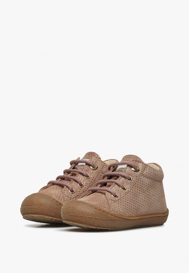 NATURINO COCOONLauflernschuhe aus Metallic-Veloursleder, Altrosa