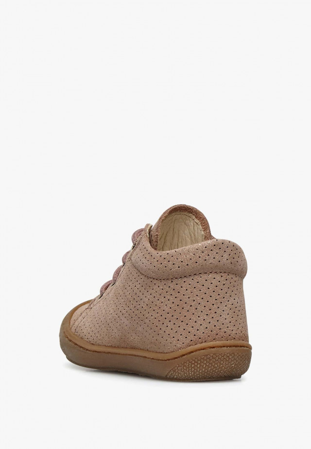 NATURINO COCOONLauflernschuhe aus Metallic-Veloursleder, Altrosa