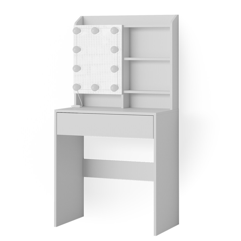 Vicco Schminktisch Frisiertisch Frisierkommode Laura Weiß LED 70x136 cm Spiegelschrank modern Schlafzimmer Kommode Schminkspiegel Schrank Schublade Kosmetiktisch Make-Up-Tisch