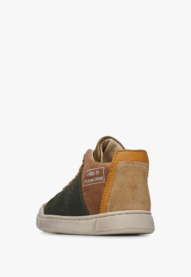 NATURINO TRAJAN HIGH ZIPSneakers aus Leder und Veloursleder, Braun-Marineblau