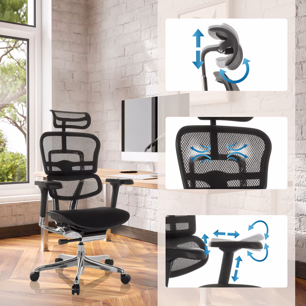 Luxus Chefsessel ERGOHUMAN GEN2 Stoff/Netzstoff mit Armlehnen (höhenverstellbar) hjh OFFICE