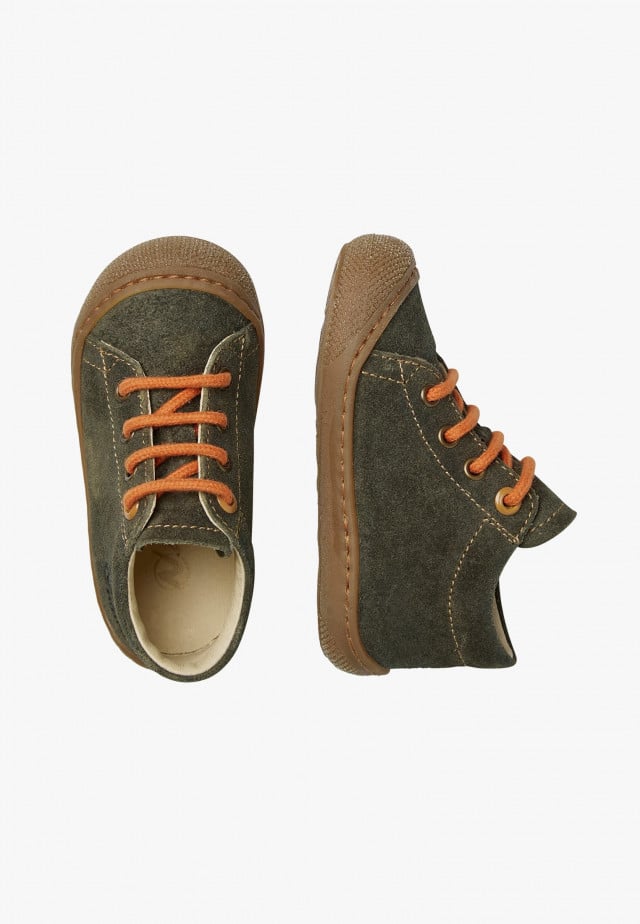 NATURINO COCOONLauflernschuhe aus Veloursleder, Dunkelgrün