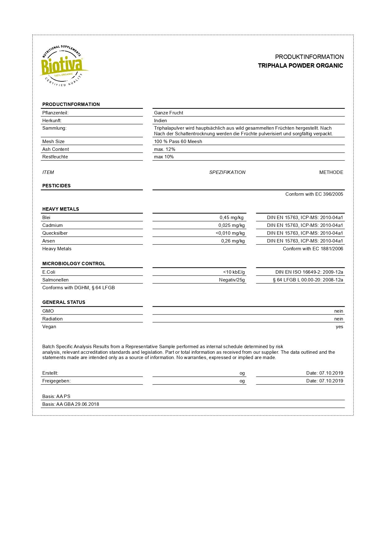 Biotiva Triphala Kapseln Bio