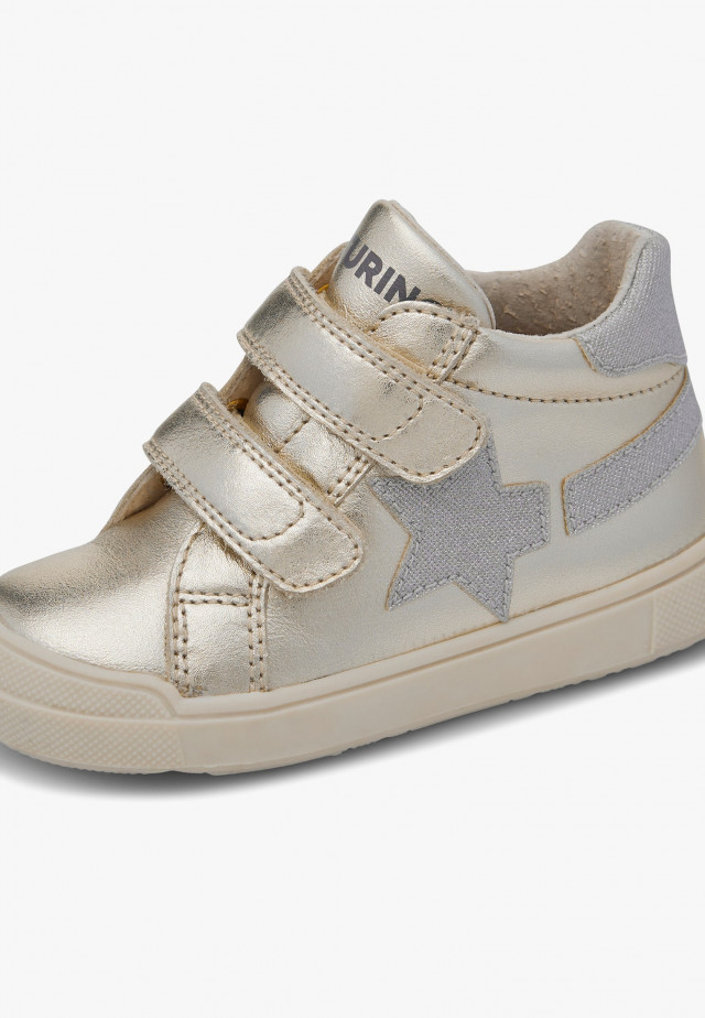 NATURINO SINGERY VL.Sneakers aus Metallic-Leder, Platin
