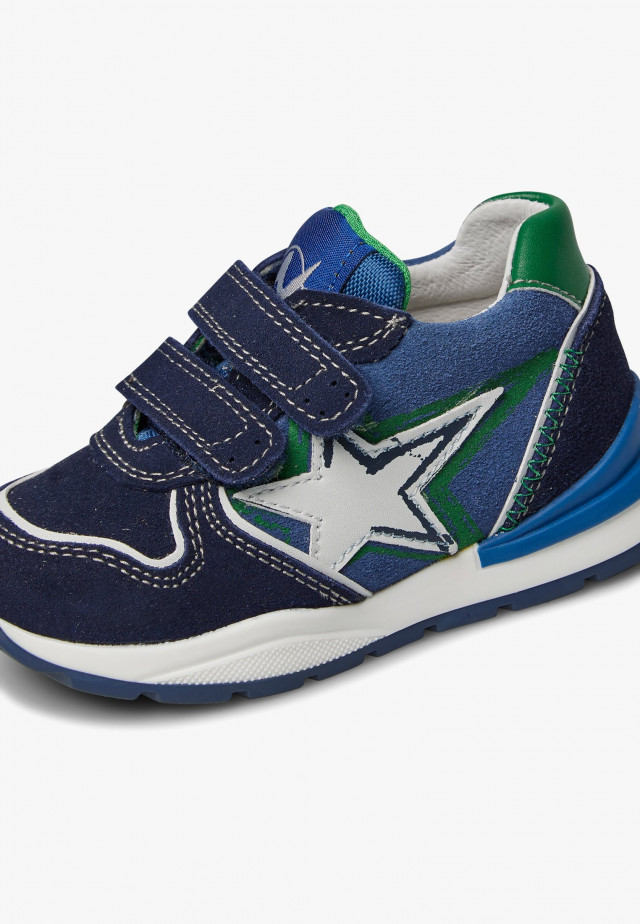 NATURINO ROY VL.Sneakers aus Veloursleder und technischem Gewebe, Marineblau-Weiß