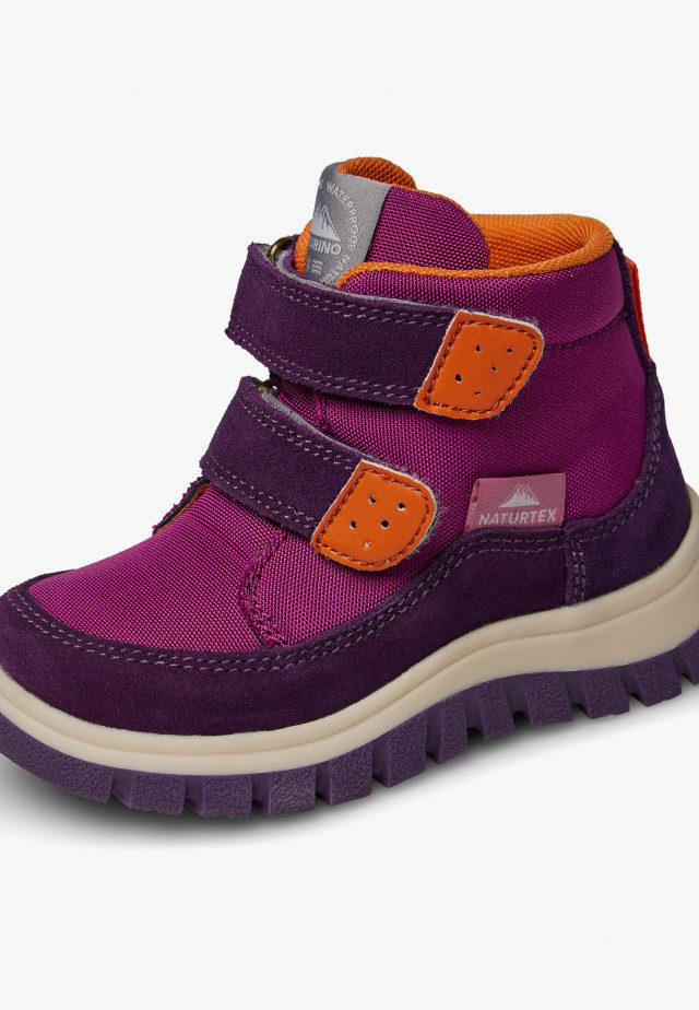 NATURINO NEW PILE VL WP.Stiefel aus Veloursleder und technischem Gewebe, Fuchsia