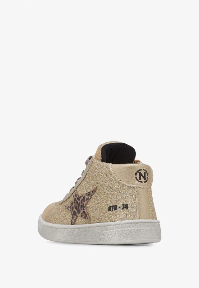 NATURINO PINN HIGH ZIP.Knöchelschuhe aus Leder und Veloursleder, Platin