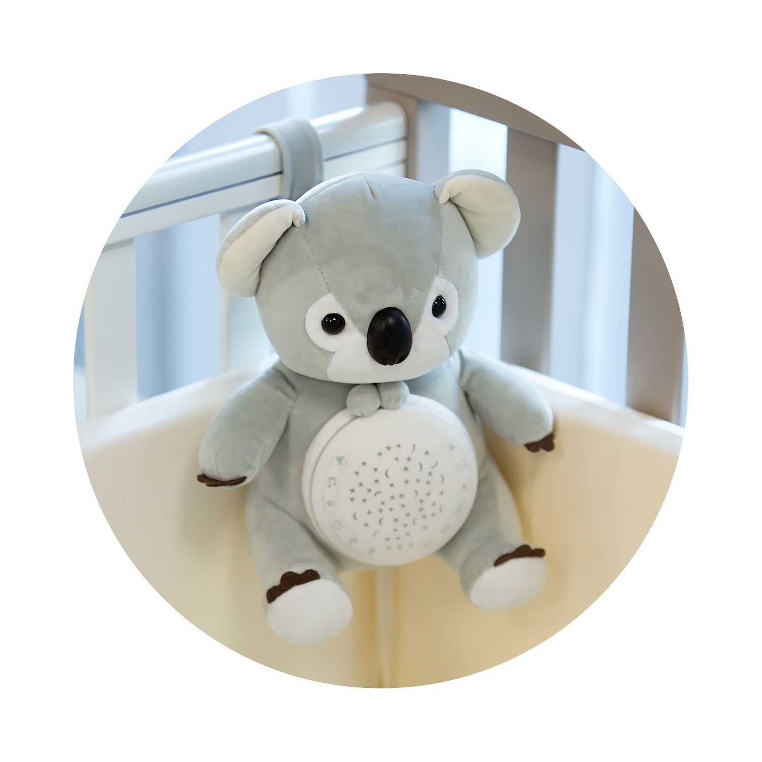 Chipolino Musik Plüschtier Koala, 12 verschiedene Melodien, Projektor, Timer grau