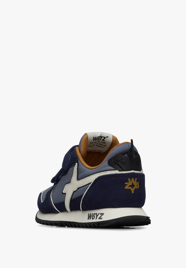 JET VL-J.Sneakers aus technischem Gewebe und Veloursleder, Blau-Weiß