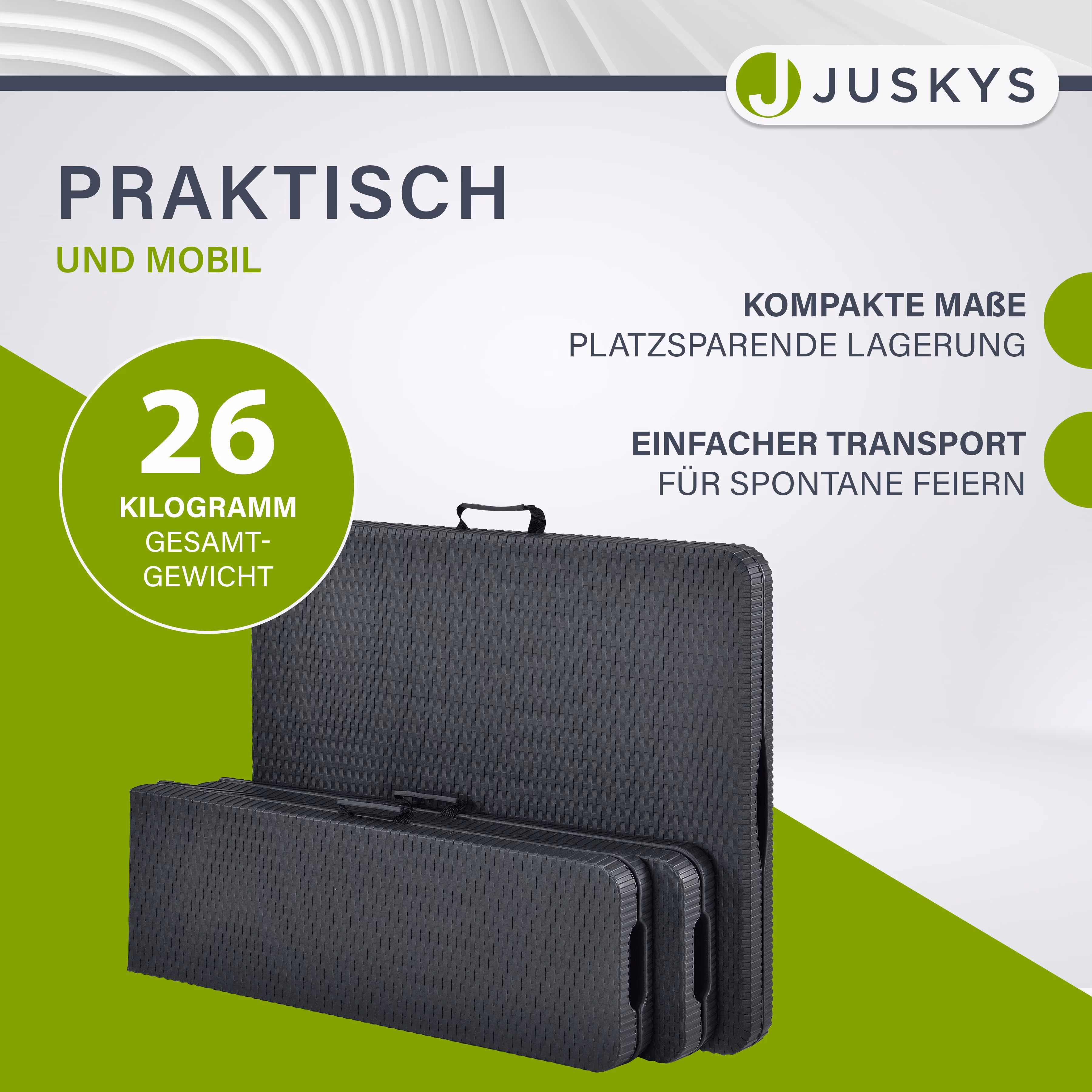 Juskys Bierzeltgarnitur Amberg 3-teilig & klappbar 180x74x74 cm Festzeltgarnitur Tisch & 2 Bänke