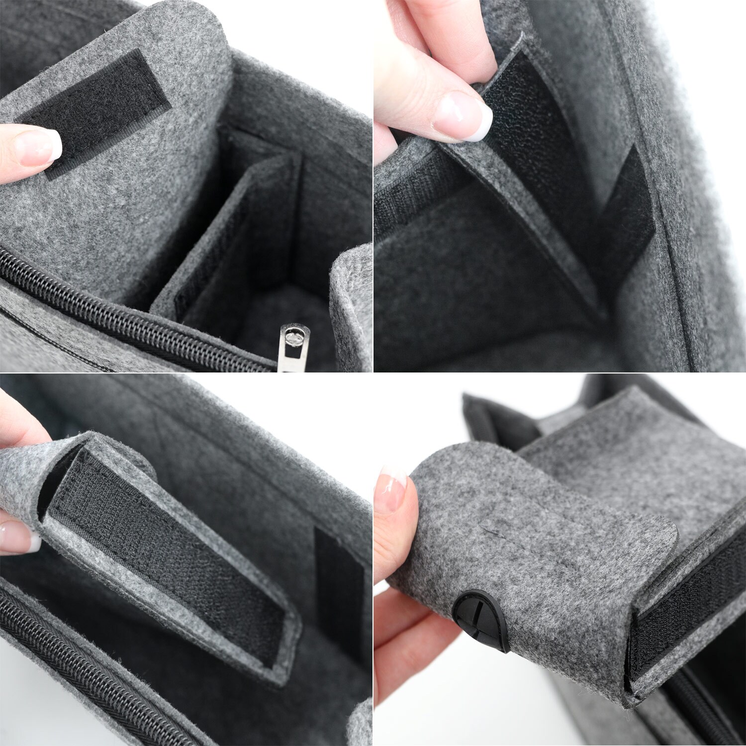Handtaschen Organizer 27x10x16cm M Filz Tasche Innentasche Taschen Einsatz Grau