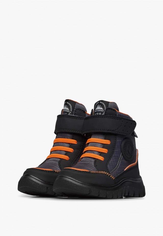 NATURINO DREZZ WP.Stiefel aus Leder und technischem Gewebe, Schwarz-Anthrazit