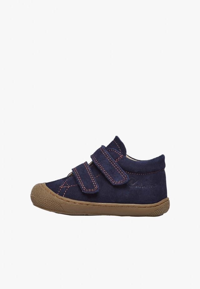 NATURINO COCOON VLLauflernschuhe aus Veloursleder, Marineblau-Rot