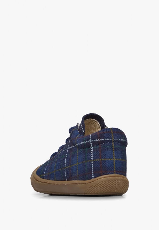 NATURINO COCOONLauflernschuhe aus Veloursleder mit Karomuster, Marineblau