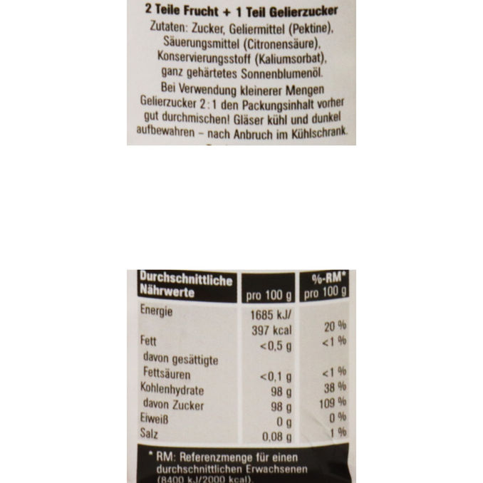 Gelierzucker 2:1 , 1 x 500g von Penny