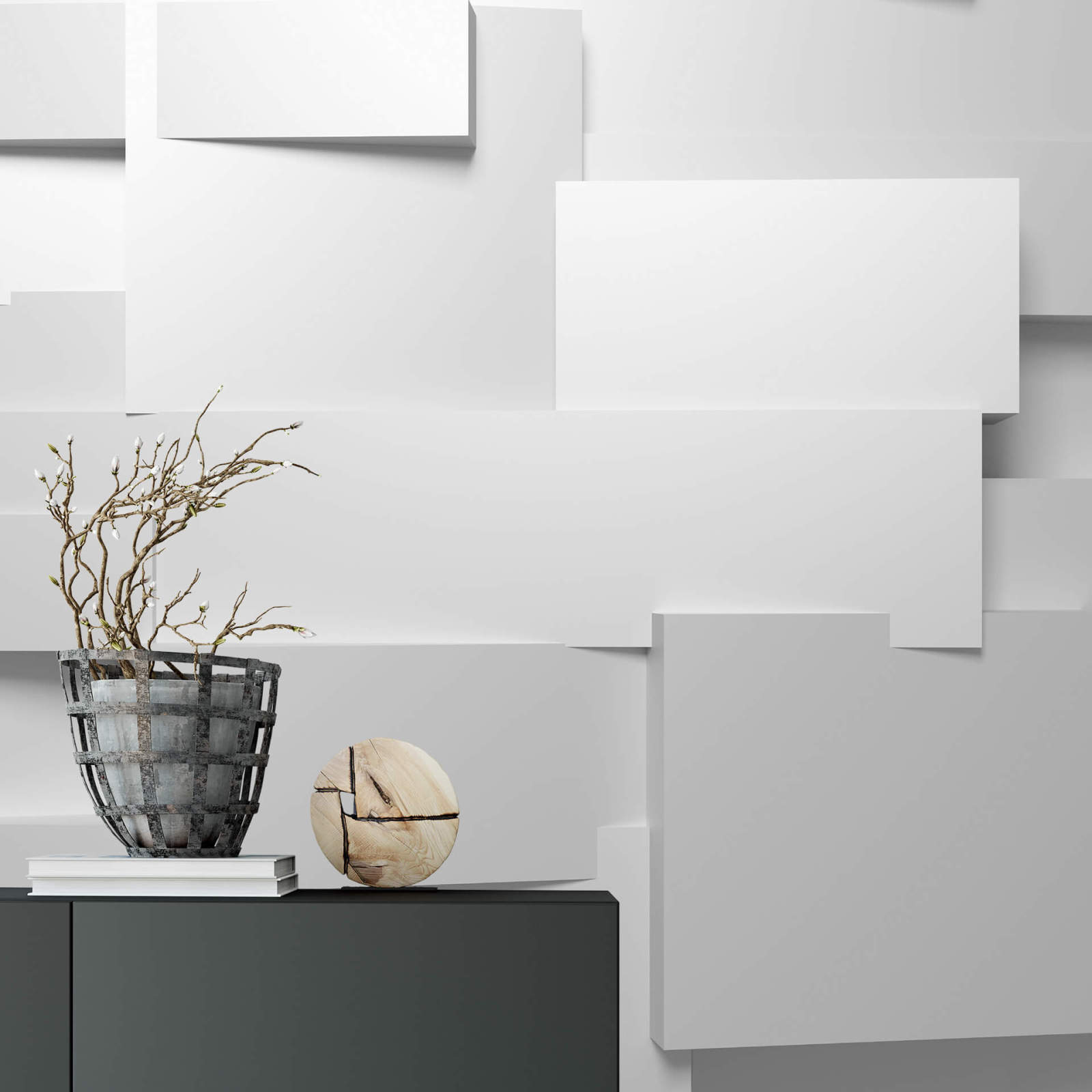 Fototapete DESIGNWALLS 2.0 - weiß-grau - 3D-Art - 2,6 Meter
