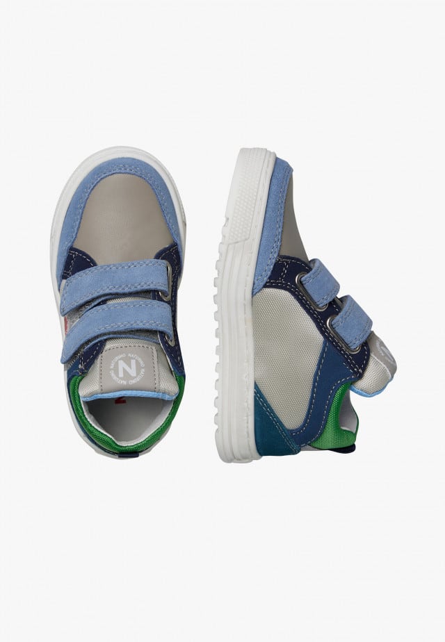 NATURINO MIZAR VL.Sneakers aus Leder un technischem Gewebe, Azurblau-Grau