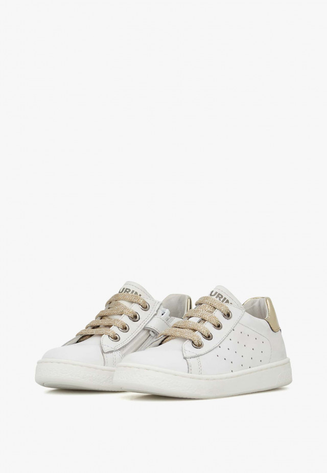 NATURINO HASSELT 2 ZIP.Sneakers aus Leder, Weiß-Platin