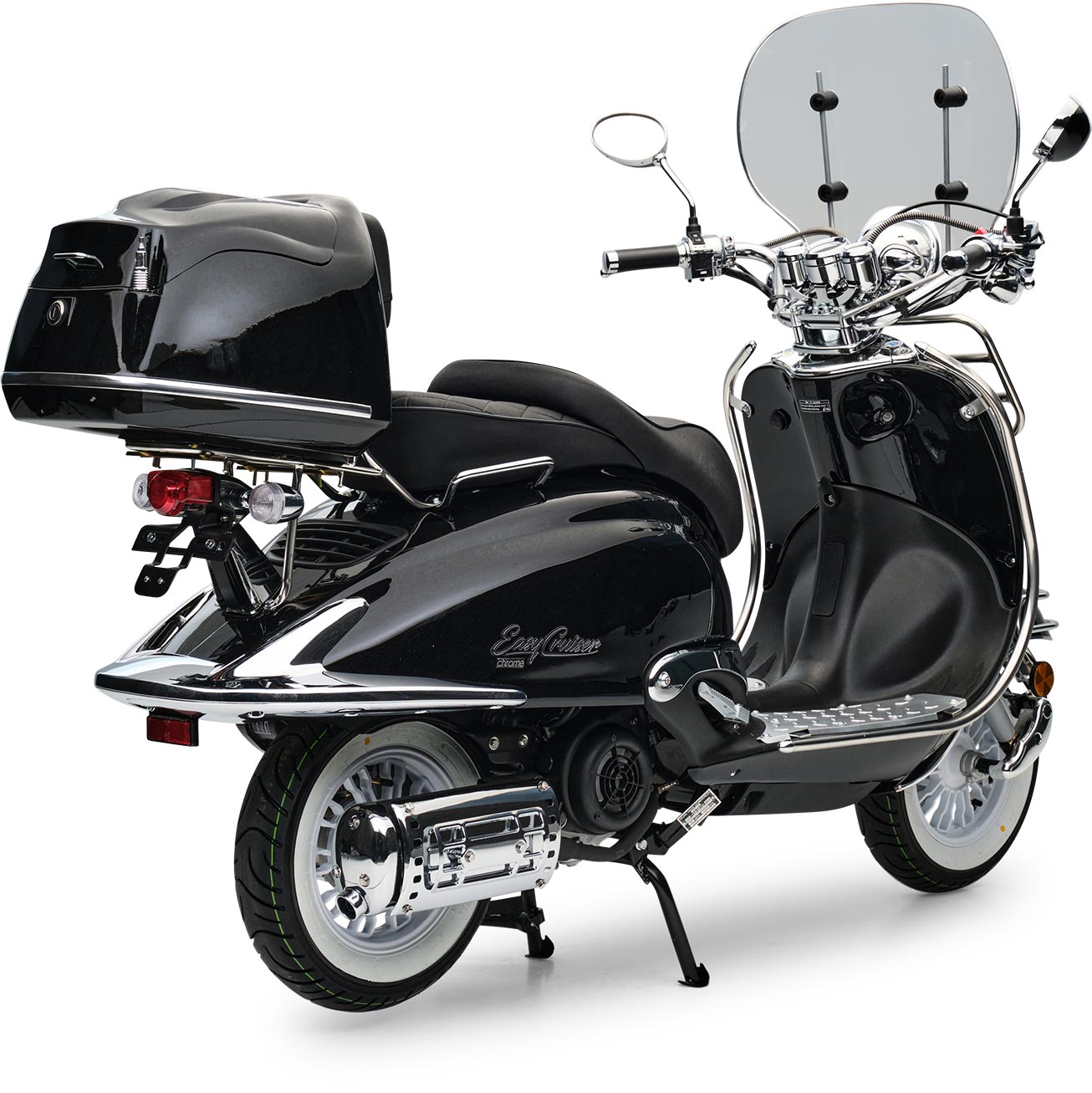 Motorroller Retro EasyCruiser Schwarz 50ccm Euro 5 EFI Scooter Moped Mofa